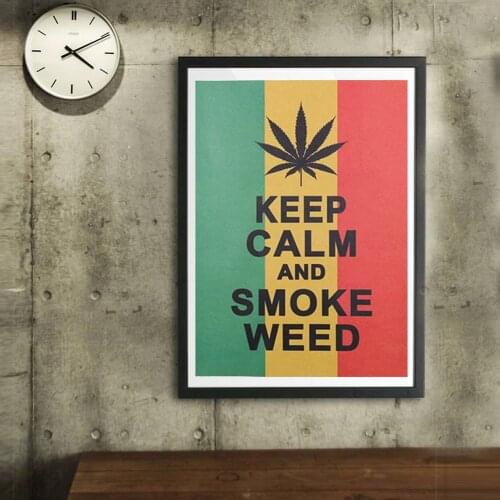 Cute Kraft Paper Poster Keep Calm and Smoke Weed Poster Wall Stickers Decal Gift