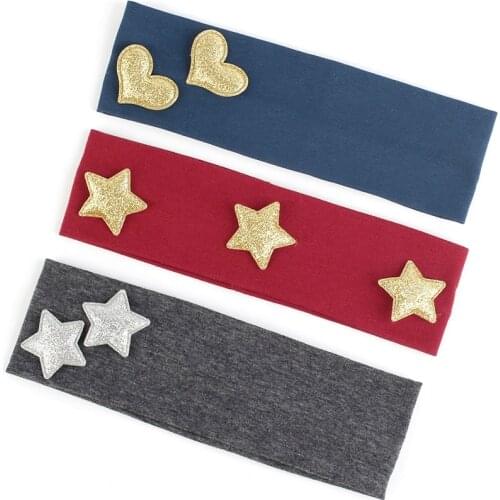 Fashion Baby Boys Girls Heart Crown Headbands Solid Cotton Elastic Hairband Childs Kids star Hair Accessories