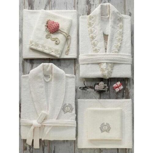 DowryWorld-Dantela-Love French Laced Bathrobe Set Cream