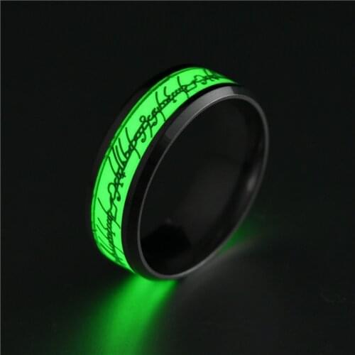 Creative stainless steel luminous ring fluorescent titanium steel ring fashion men and women ring wholesale