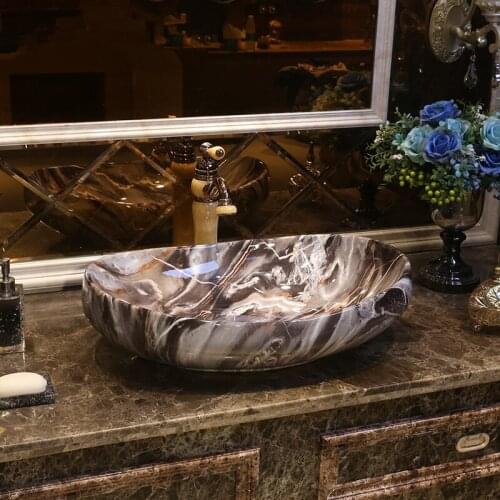 Oval China Ceramic Art Basin Sinks Counter Top Wash Basin Bathroom Vessel Sinks vanities ceramic countertop wash basin