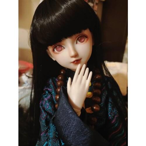 BJD doll wig suitable for 1-3 1-4 1-6 size soft silk bangs straight long hair high temperature silk mid-disc hair doll accessori