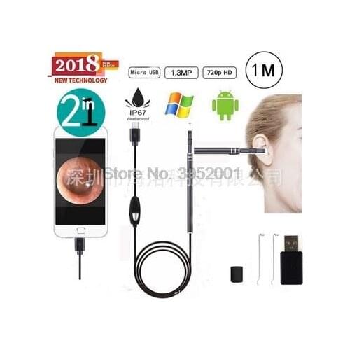 By dhl 50sets 2-in-1 USB Ear Cleaning Endoscope HD Visual Ear Spoon Multifunctional Earpick With Mini Camera Ear Care Clean new