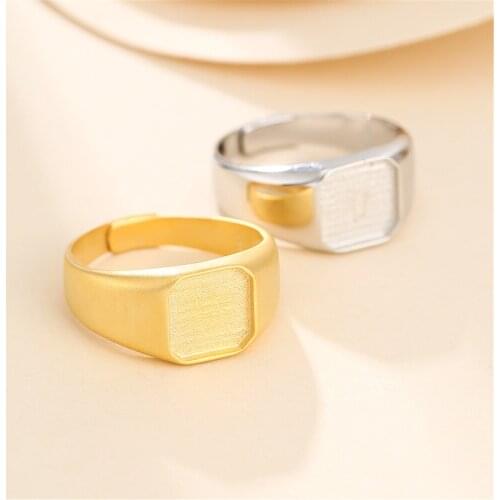 Adjustable Ring Blank for 8x8mm/9x9mm/10x10mm/12x12mm/13x13mm/14x14mm/15x15mm Square Cabochons Gold Plated 925 Silver SR0068