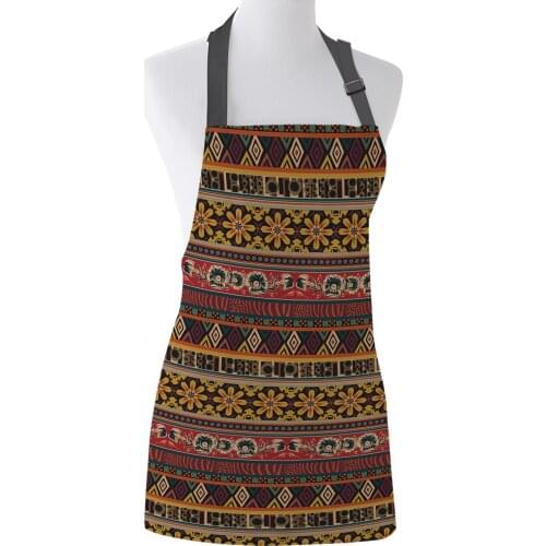 Retro European Pattern Print Apron Print Unisex Kitchen Bib with Adjustable Neck for Cooking Gardening
