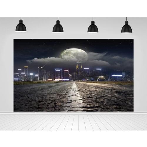 Scopiso Bright City Night Moon Star Sky Science Faction Photocall Photography Background Photo Backdrop For Photo Studio