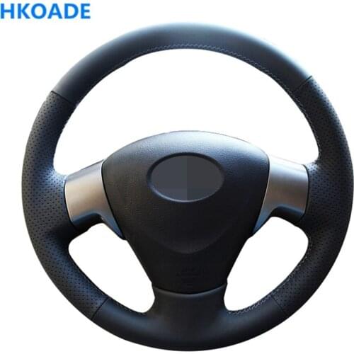 DIY Hand-stitched Black Artificial Leather Car Steering Wheel Cover For Toyota Corolla 2006-2010 Matrix 2009 Auris 2007-2009
