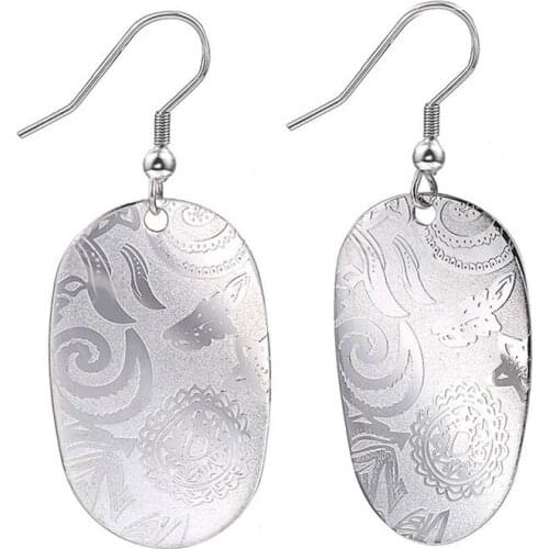 RIR Geometric Earrings Silver Stainless Steel Cute Simple Flake Drop Earrings Jewelry For Women Party Gift