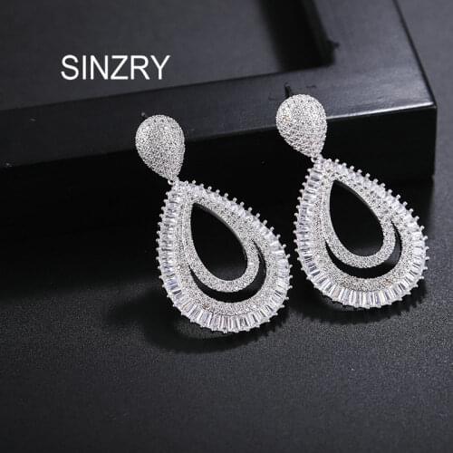 SINZRY NEW elegant bridal jewelry shining waterdrop cubic zirconia wedding party dangle earrings