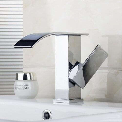Bathroom Mixer Basin Basin Faucet Construction & Real Estate Chrome Waterfall Spout Single Handle Single Hole