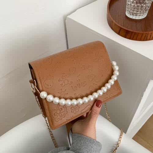 Crossbody Bag Backpack Women Shoulder Bag Female Designer Handbag Purse Beaded Chain Fashion 2021 New PU Leather Diamond Lattice