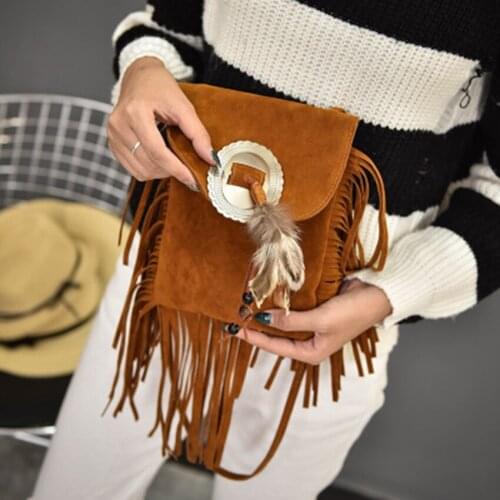 British style messenger shoulder handbag 2020 new bohemian tassel messenger small bag feather personalized bag