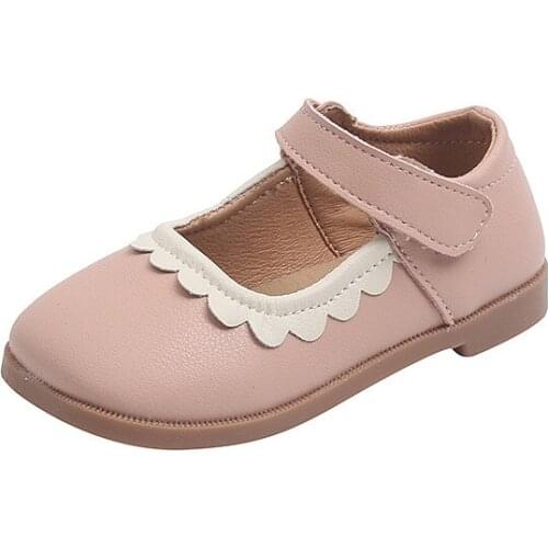Girls' PU Leather Shoes 2021 Autumn New Lace Girl Princes Square Toe Baby Shoes Cute Flats Casual Lady Shoes Chic 22-31 Kids Hot