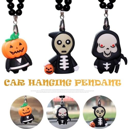 Halloween Pumpkin Car Interior Rearview Mirror Ornaments Hanging Decor Halloween Car Decoration Pendants Decoration Car Styling