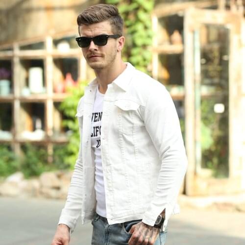 Streetwear Casual Elastic Cotton Coats Fashion Men Jackets Korean Style Slim Fit Simple Designer Leisure Denim Jacket Men