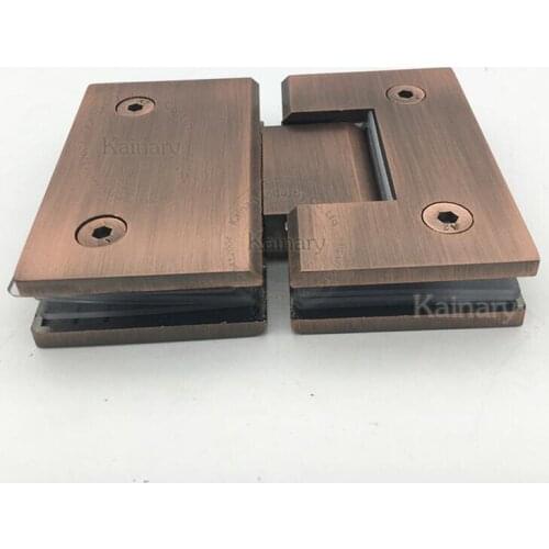 Red copper color glass clamp,180 degree glass connector, Brushed stainless steel glass door hinge ,glass door accessories