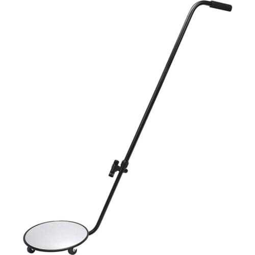 Under Vehicle Inspection Mirror - 12-Inch Diameter Security Mirror with Wheels and LED Light