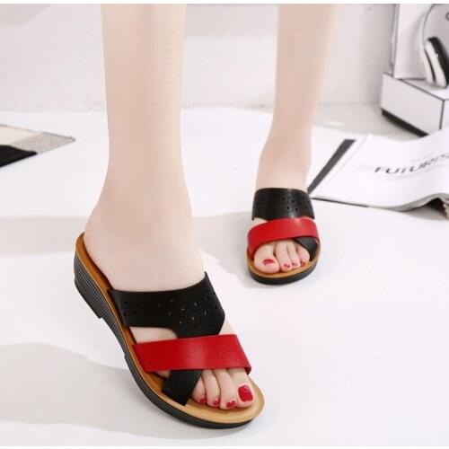 2021 Summer Women Wedge Sandals Open Toe Sandals Vintage Anti-slip Leather Casual Female Platform Retro Shoes TX334