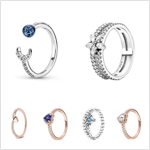 925 Sterling Silver Rose Sparkling Elevated Heart Pan Ring For Women Wedding Party Jewelry