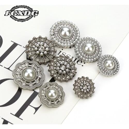 Golden Decorative Buttons for Clothing Sewing Material Sewing Accessories Blouse Buttons Rhinestone Flower Button Up Shirt Women