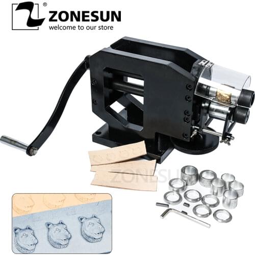 ZONESUN Leather Stamping Machine Cold Pressing Machine Embossing Repeating Pattern For Leather Belt Guitar Straps Logo Embosser