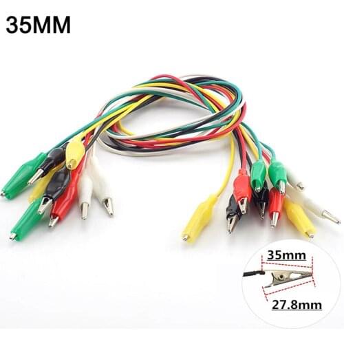 10pcs Double-ended Test Jumper Wire Testing Electric Metal Crocodile Roach Clips 35mm Alligator Clips DIY Cable 5 Colors Leads