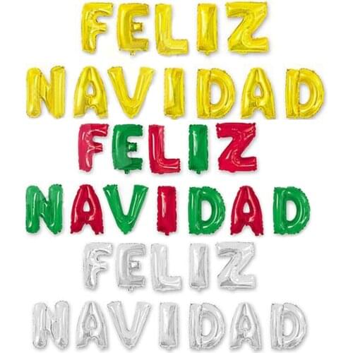 100 Set Wholesale 4 Colors 16inch Spanish FELIZ NAVIDAD Balloons Christmas Foil Balloon DIY Home Decor New Year Party Supply