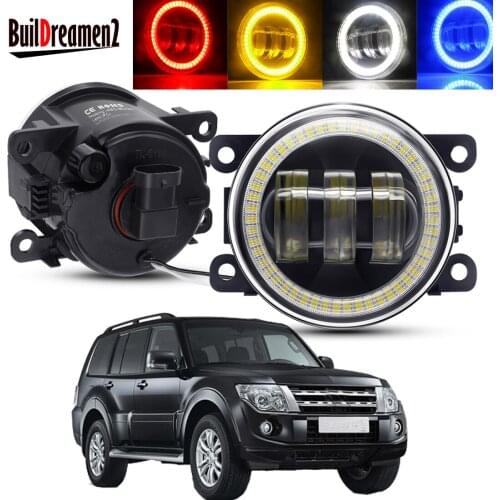 2 X Car Angel Eye Fog Light Assembly For Mitsubishi Pajero IV Van V80 V90 Box 2007-2012 LED Lens DRL Fog Driving Lamp 30W 12V