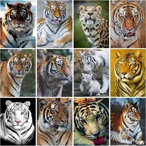Diy Tiger 5D Diamond Painting Full Square Drill Animal Diamond Embroidery Cross Stitch Kits Rhinestone Wall Art Home Decor Gift
