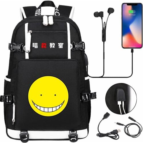 Anime Assassination Classroom USB Boy Girl Kids Book Bags Large Capacity Teenagers Schoolbags Women Men Laptop Travel Backpack