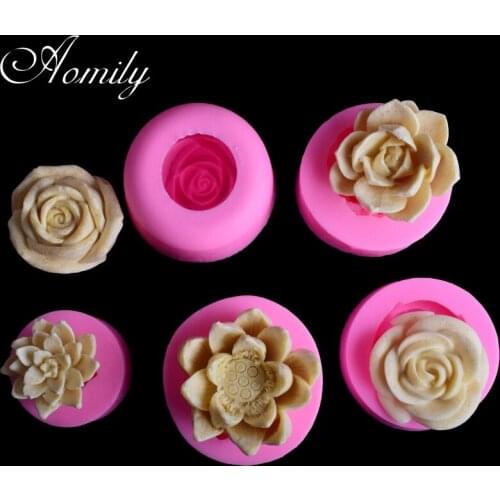 Aomily Flower Lotus Rose Cake Mold Wedding Cake Silicone Fondant Mold Mousse Brim Decor Sugarcraft Icing Mat Pad Pastry Baking