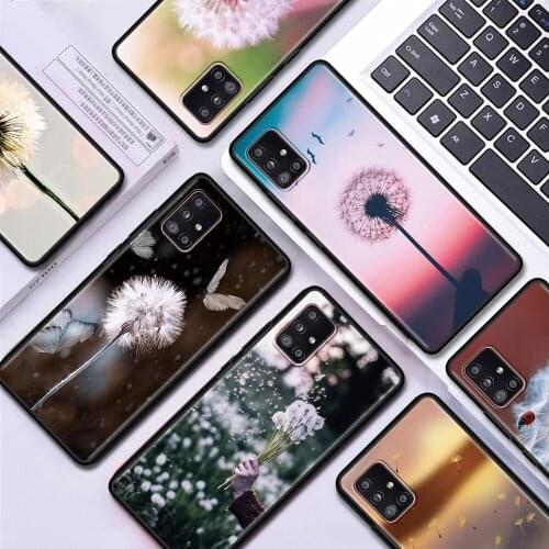 Dandelion Flower Case for Samsung Galaxy A51 A71 A21s A31 A12 A41 A11 A51 A02s A42 A01 A32 5G A91 TPU Black Cell Phone Bag Cover