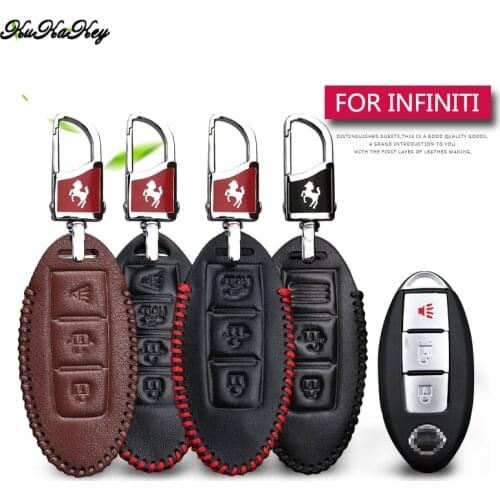 Genuine Leather Car Key Case Cover For Infiniti Q50 FX37 G37 Q70 Q60 QX80 QX50 For Nissan Leaf Micra Key Ring Case Accessories