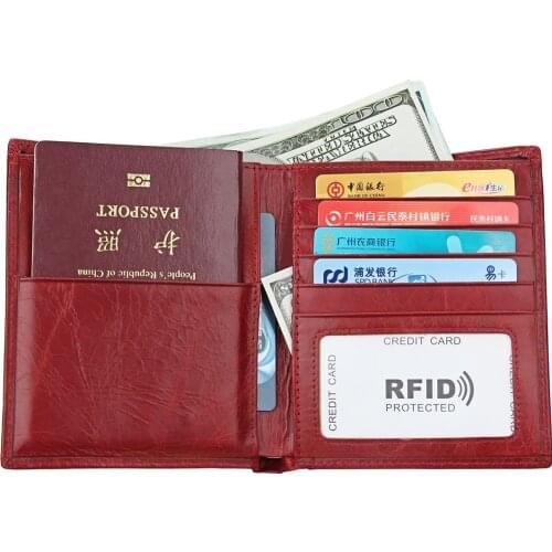Women Passport Holder Genuine Leather Protection Photo Rfid Male and Female Credit Card Holder for Men Excellent Qulaity