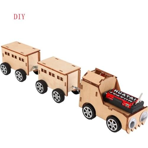 DIY Creative wooden small train electric technology invention of childrens scientific experimental puzzle toys