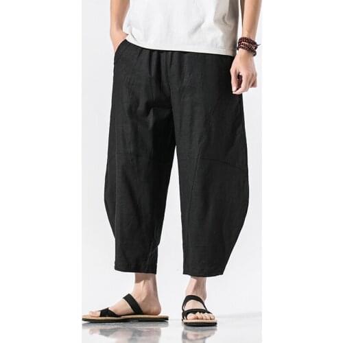 Dropshipping Men Harajuku Harem Pants 2020 Mens Summer Cotton Linen Joggers Pants Male Vintage Chinese Style Sweatpants Fashions