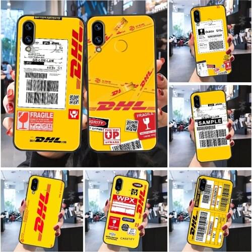 Dhl Express delivery Label Phone case For Huawei P Mate P10 P20 P30 P40 10 20 Smart Z Pro Lite 2019 Frosted black 3D cover