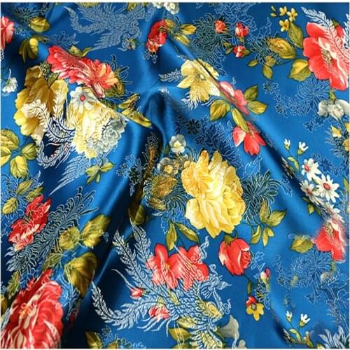 Ethnic floral jacquard tapestry satin silk brocade fabric for wedding dress,kids clothes,dolls,upholstery sofa 145cm width