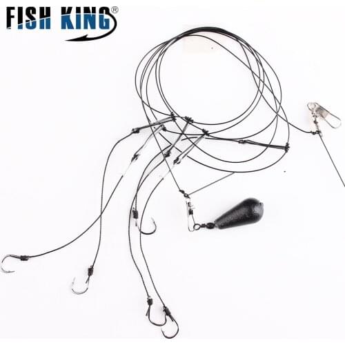 FISH KING 15-40g Carp Fishing Hooks Hair Rigs With Leader Line Europe Feeder Group Carp Hook Accessories