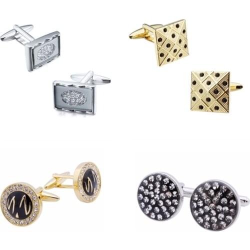 HAWSON Luxury Crystal Cufflinks for Men Fashion Wedding Shirt Jewelry Cuff Links High Quality