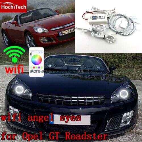 HochiTech Excellent RGB Multi-Color halo rings kit car styling for Opel GT Roadster 2007-2010 angel eyes wifi remote control