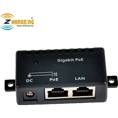 Surge Protection Single Port Gigabit PoE Injector with Lightning Protection 24V 48V Passive PoE for MikroTik Ubnt devices