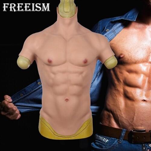 Artificial Simulation Silicone Muscle Suit Half Body Realistic Abdominal Muscle Fake For Thin People Increase Muscle Movie Props