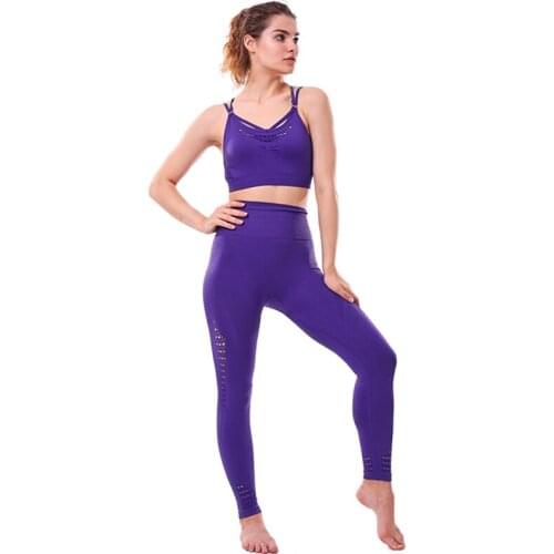 Yoga Sets Women Gym Sports Set Elastic Sports Hight Waist Leggings Sportswear Workout Sets Women Yoga Sets Women Gym Sports Set