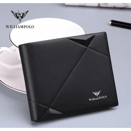 Mens Wallet Genuine Leather Bifold Purse Casual Design Luxury Wallet Brand Short Slim Wallets with Coin Pocket