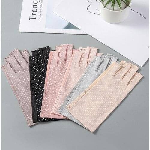 Summer Female Half finger Summer Cotton Thin Touch Screen Driving Gloves Sunscreen Bike Sleeve Gloves for Women guantes
