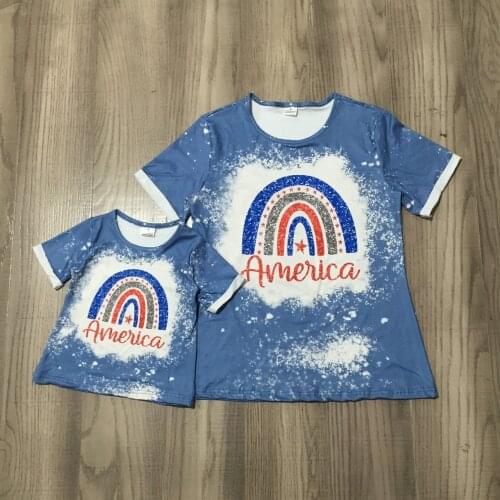 GirlyMax Summer Girl Mom Me July 4th Short Sleeve Tie Dye Blue T Shirt