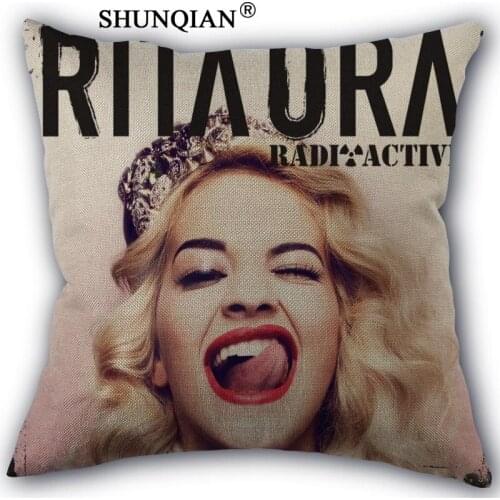 Linen Cotton Pillowcase rita ora Printed Pillow Cover Home Textiles Decorative Pillowcase Customize Gift 45x45cm one side