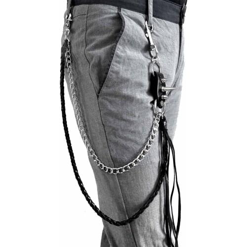 Men Heavy Gunmetal Waist Biker Skull Wallet Key Chain Rock Punk Trousers Motorcycle HipHop Leather Pant Jean Chain DR240