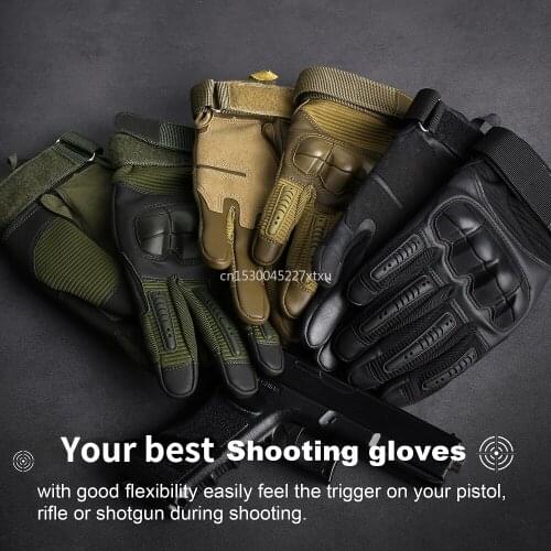 Indestructible Gloves Full Finger Tactical Army Military Paintball Shooting Airsoft PU Leather Touch Screen Rubber Protect Gear